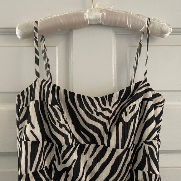 Zebra stripe with floral border cocktail dress - Picture 2 of 4